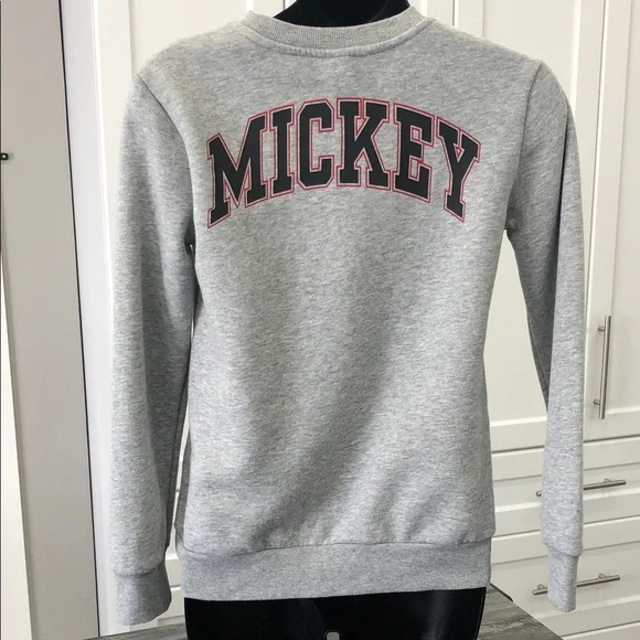 2/$25 Disney Mickey Mouse Crewneck Sweatshirt Kids Large (10–12) Heather Grey - Picture 3 of 9